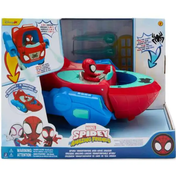 Marvel Spidey & His Amazing Friends Spidey Transforming Web-Wave Cruiser Vehicle & Action Figure