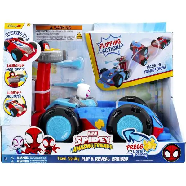 Marvel Spidey & His Amazing Friends Team Spidey Flip & Reveal Cruiser Vehicle & Action Figure