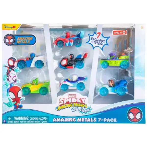 Marvel Spidey & His Amazing Friends Water-Webs Amazing Metals Exclusive Diecast Car 7-Pack
