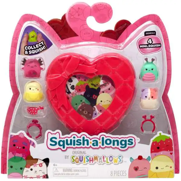 Squishmallows Squish-a-Longs Series 2 Valentine 1-Inch Mini Figure 4-Pack [Red]