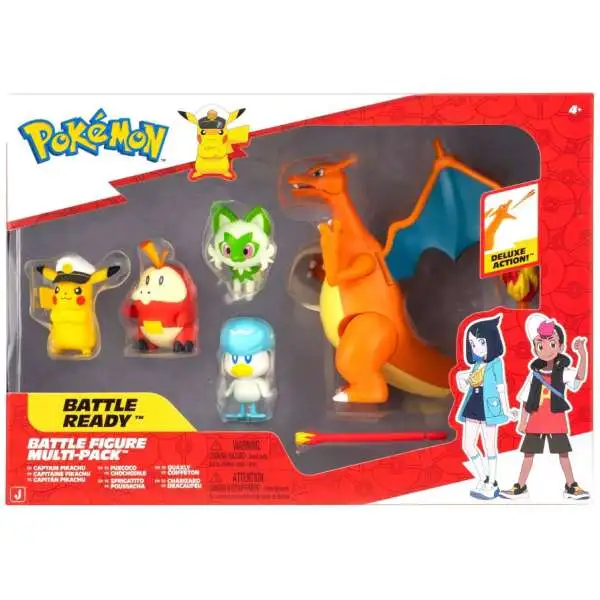 Pokemon Battle Figure Captain Pikachu, Fuecoco, Sprigatito, Quaxly