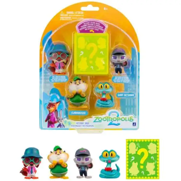 Disney Zootopia 2 Mystery Tails Nick Wilde in Disguise, Gudy Hopps in Disguise, Clawhauser, Gary De'Snake & Mystery 2.5-Inch Mini Figure 5-Pack