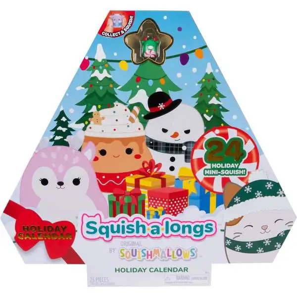 Squishmallows Squish-a-Longs 2025 Holiday Countdown 2.5-Inch Advent Calendar [24 Holiday Mini-Squish]