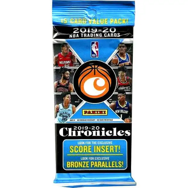 NBA Panini 2019-20 Chronicles Basketball Trading Card VALUE Pack [15 Cards]