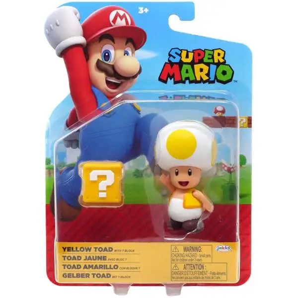 World of Nintendo Super Mario Yellow Toad Action Figure [with Question Block]