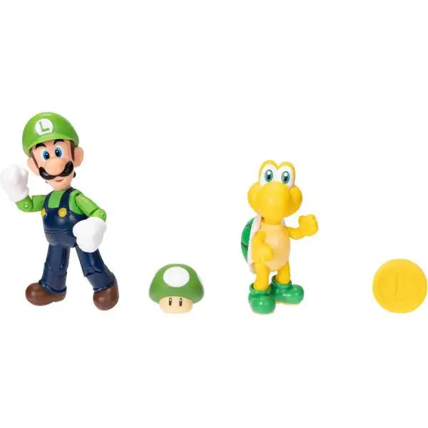 World of Nintendo Super Mario Luigi & Koopa Troopa 4-Inch Figure 2-Pack