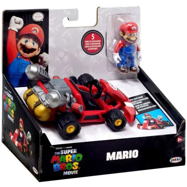 Super Mario Bros. The Movie Pull Back Racers Mario 3-Inch Figure & Vehicle