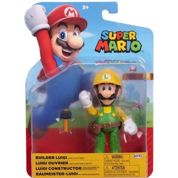 World of Nintendo Wave 32 Builder Luigi Action Figure [with Hammer, Green Overalls]