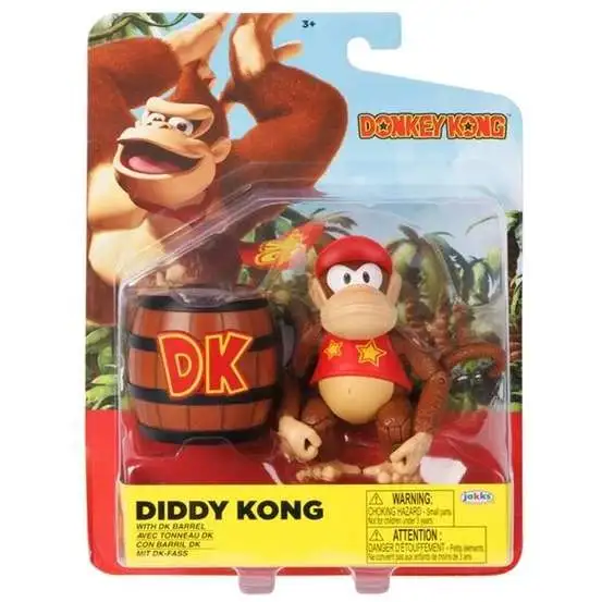 World of Nintendo Donkey Kong Diddy Kong Action Figure [with DK Barrel]