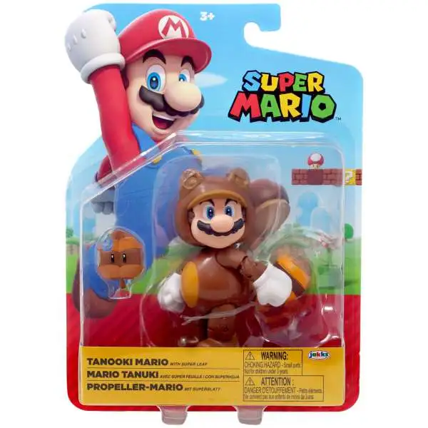 World of Nintendo Super Mario Wave 35 Tanooki Mario Action FIgure [with Super Leaf]