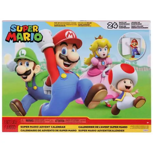 Super Mario Nintendo Advent Calendar Christmas Holiday Calendar with 17  Articulated 2.5” Action Figures & 7 Accessories, 24 Day Surprise Countdown