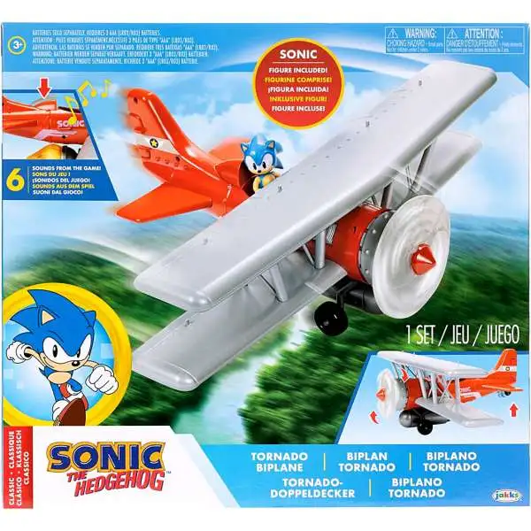 Sonic The Hedgehog Tornado Biplane 2.5-Inch Playset [with Sonic Figure! Spinning Propeller, Lights & Sounds]