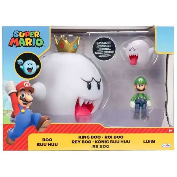 Super Mario Boo, King Boo & Luigi Exclusive Figure 3-Pack [Glow-in-the-Dark, Damaged Package]