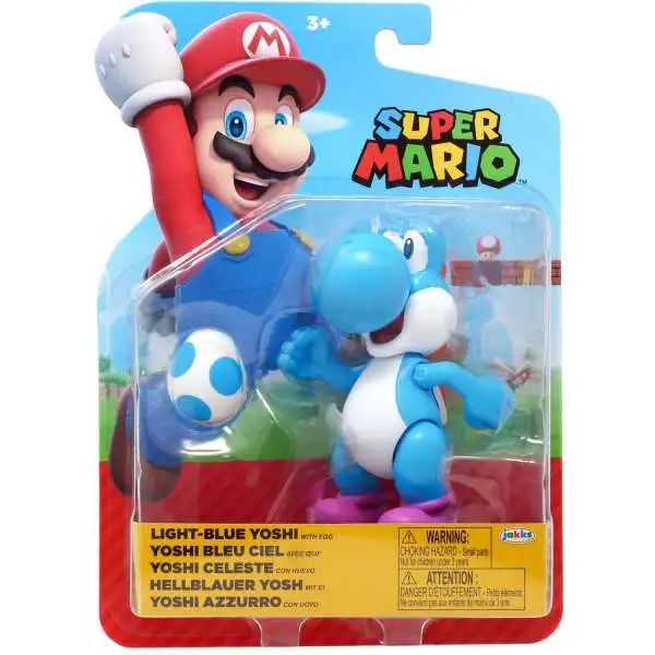 World of Nintendo Super Mario Wave 40 Light Blue Yoshi Action Figure [with Egg]