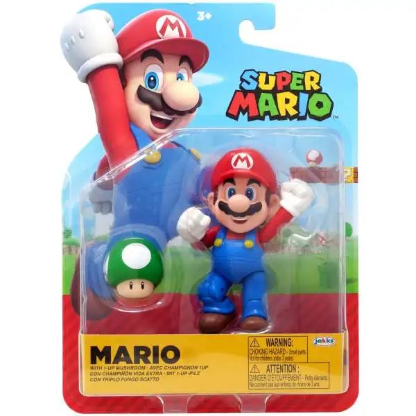 World of Nintendo Super Mario Wave 40 Mario Action Figure [with 1Up Mushroom]