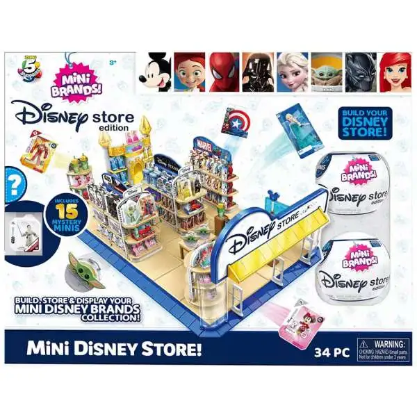 5 Surprise Mini Brands! Disney Store Edition Series 1 Mini Disney Store Exclusive Playset [34 Pieces, Includes 2 Mystery Packs!]