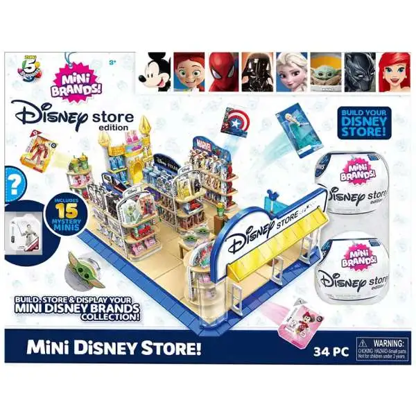 5 Surprise Mini Brands! Disney Store Edition Series 1 Mini Disney Store Exclusive Playset [34 Pieces, Includes 2 Mystery Packs!, Damaged Package]