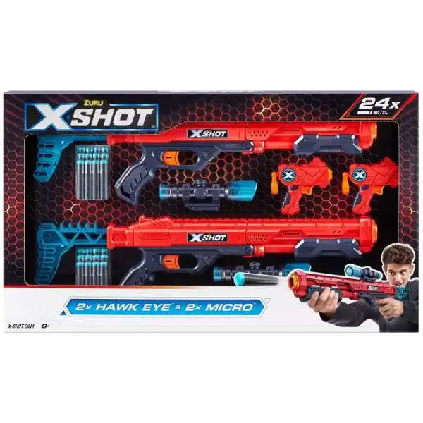 X-Shot Insanity 2x Hawk Eye & 2x Micro Exclusive Blaster Set