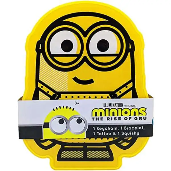 Despicable Me Minions Rise of Gru Keychain, Bracelet, Tattoo & Squishy Accessory Set [4 Surprises!]