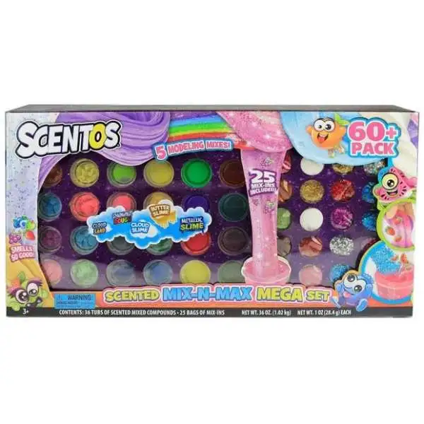 Scentos Scented Mix-N-Max Mega Set [61-Piece Slime, Dough & Sand]