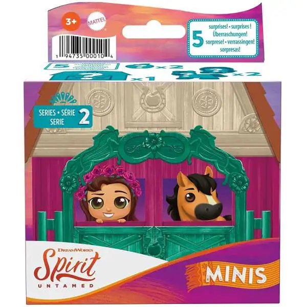 Spirit Untamed MINIS Precious Ponies Series 2 Mystery Pack [2 RANDOM Figures (Horse & Friend) & 3 Accessories (5 Surprises)]