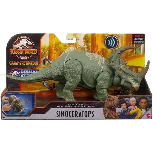 Jurassic World Camp Cretaceous Primal Attack Sinoceratops Action Figure [Sound Strike, 2021 Version, Damaged Package]