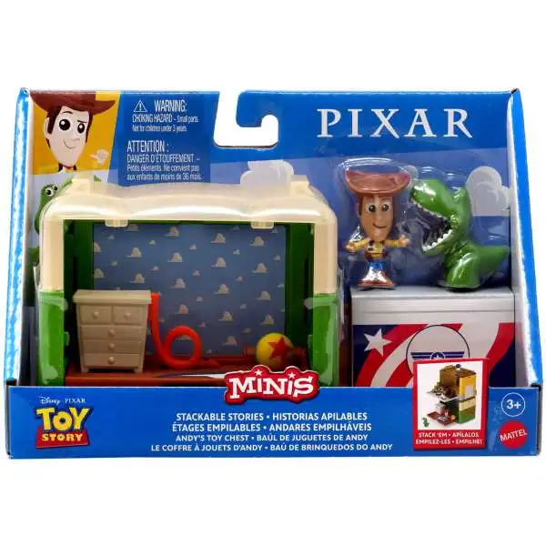 Disney / Pixar Toy Story MINIS Andy's Toybox Stackable Stories Playset [with Woody & Rex Figures]