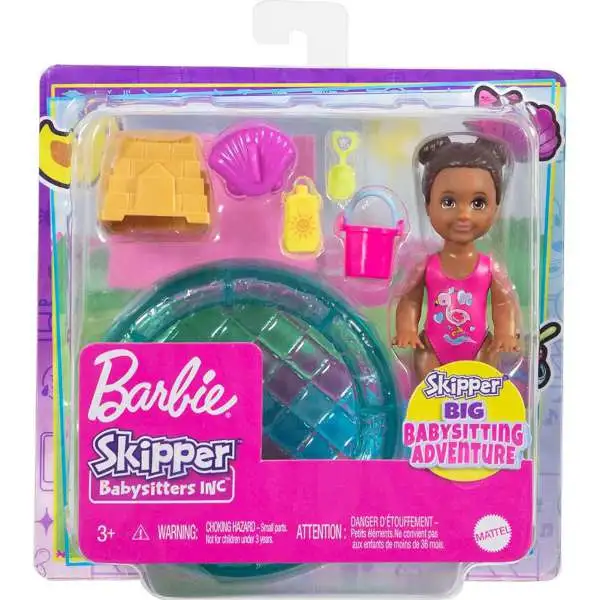 Barbie Skipper Big Babysitting Adventure Toddler Doll Set with Pool & 5 Themed Accessories Mini Doll Playset