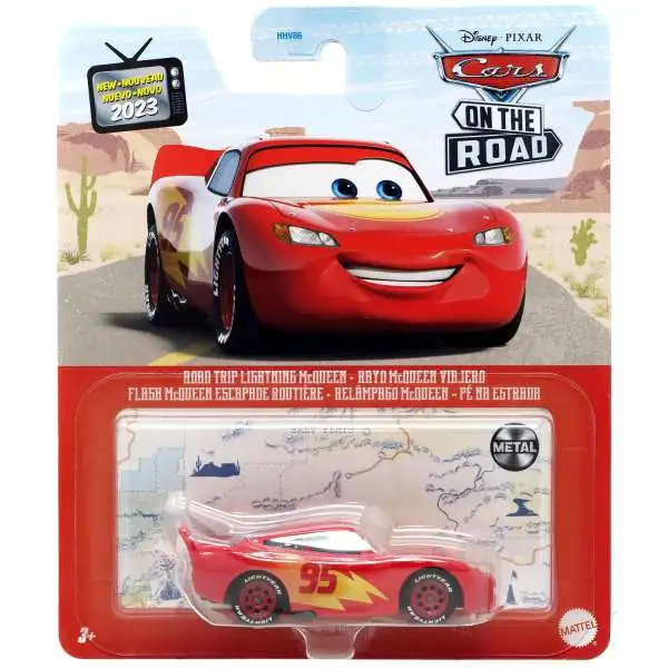 Disney Pixar Cars Metal Road Trip Lightning McQueen 155 Diecast Car ...