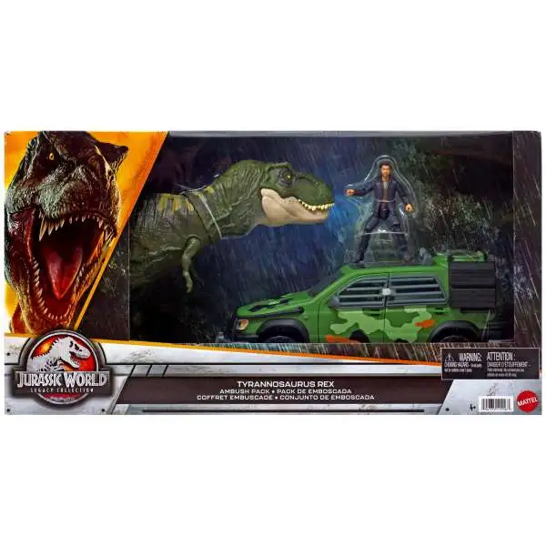 Jurassic World Legacy Tyrannosaurus Rex Ambush Pack Action Figure Playset [T-Rex, Dr. Ian Malcolm & Mercedes-Benz ML320]