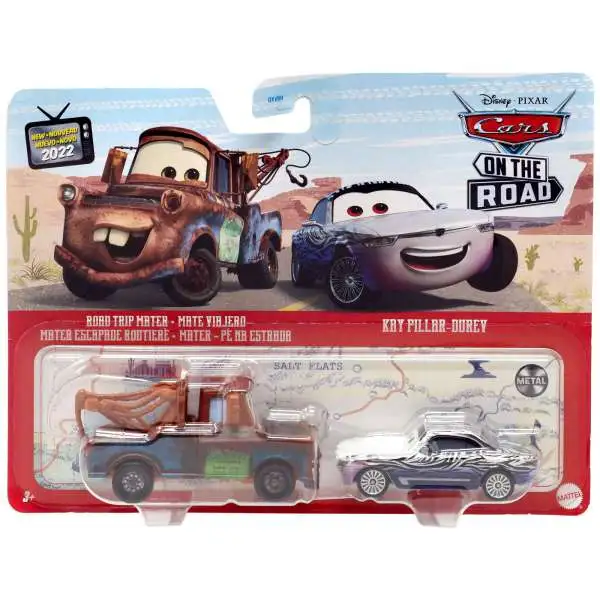 Disney / Pixar Cars On The Road Metal Road Trip Mater & Kay Pillar-Durev Diecast Car 2-Pack