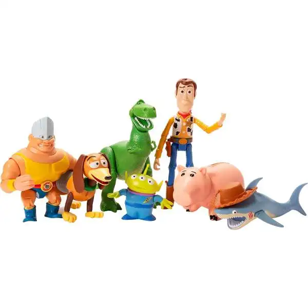 Disney Pixar Toy Story Disney 100 Woody, Slinky, Rex, Hamm, Alien, Rocky  Shark 7 Action Figure Set Mattel Toys - ToyWiz
