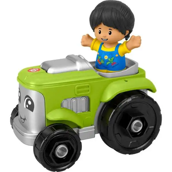 Fisher Price Little People Green Tractor Vehicle & Figure