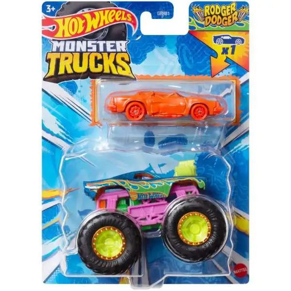 Hot Wheels Monster Trucks Rodger Dodger Diecast Car [Includes Crushed Die-Cast Car]