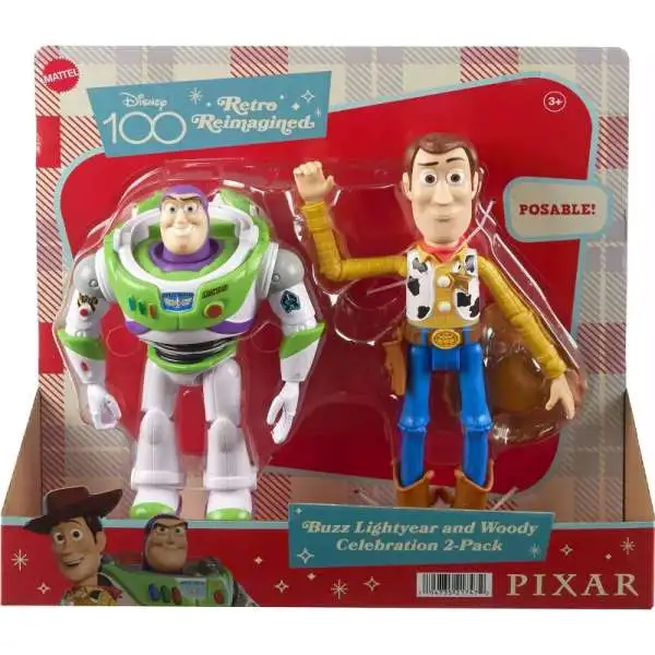Disney100 Retro Reimagined Buzz Lightyear & Woody Exclusive Action Figure Celebration 2-Pack [Posable]