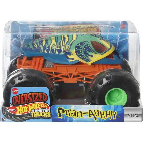 Hot Wheels Monster Trucks Oversized Piran-Ahhhh Diecast Car [Green & Orange]