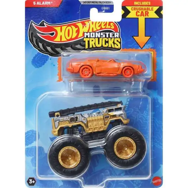 Hot Wheels Monster Trucks 5 Alarm Diecast Car [Includes Crushed Die-Cast Car]