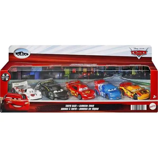 Disney / Pixar Cars Cars 3 Tokyo Race Shu Todoroki, Lewis Hamilton, Raoul CaRoule, Miguel Camino & Lightning McQueen Diecast Car 5-Pack
