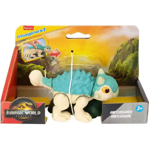 Fisher Price Jurassic World Rebirth Imaginext Ankylosaurus 5.5-Inch Pull & Go Figure