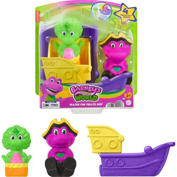 Fisher Price Barney's World Water Fun Pirate Ship Bath Toy Play Set