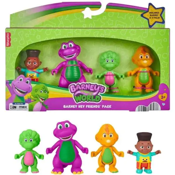 Fisher Price Barney & Friends Barney Hey Friends Pack 3-Inch Figure 4-Pack [Barney, Baby Bop, Billy & David]