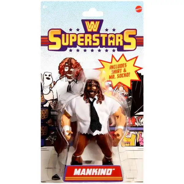 WWE Wrestling Retro Series 18 Superstars Mankind Action Figure [Includes Mr. Socko!]