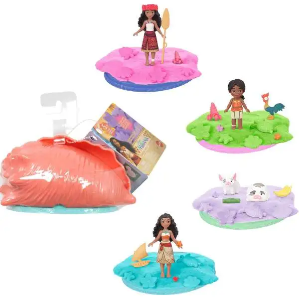 Disney Moana Ocean Shell Reveal Mystery Pack [Small Doll or Animal Figure with Shell Playset, Moldable Sand & 3 Accessories]