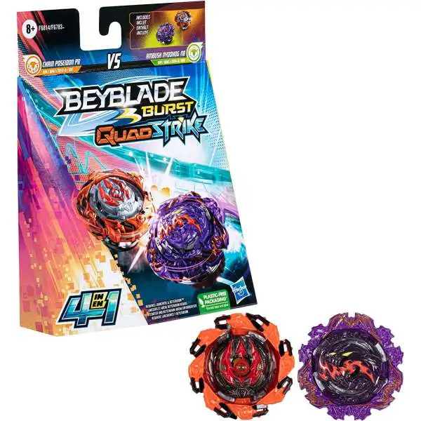 Beyblade Burst QuadStrike Chain Poseidon P8 & Ambush Nyddhog N8 Dual Pack