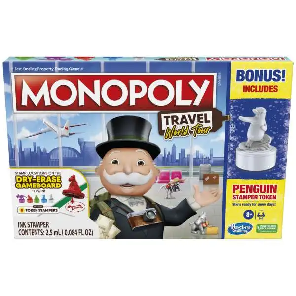 Monopoly Travel World Tour Board Game [Bonus Penguin Stamper]