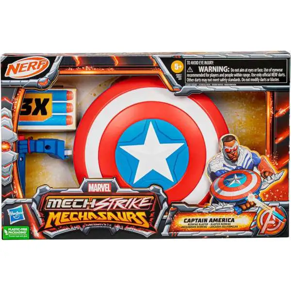 Marvel NERF Mech Strike Mechasaurs Captain America Redwing Blaster