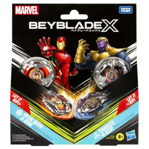 Beyblade X Marvel Iron Man 4-80B vs Thanos 4-60P Dual Pack Set