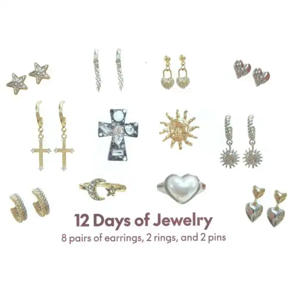 No Boundraries 12 Days of Jewelry Advent Calendar [8 Pairs of Earings, 2 Rings & 2 Charm Pin]