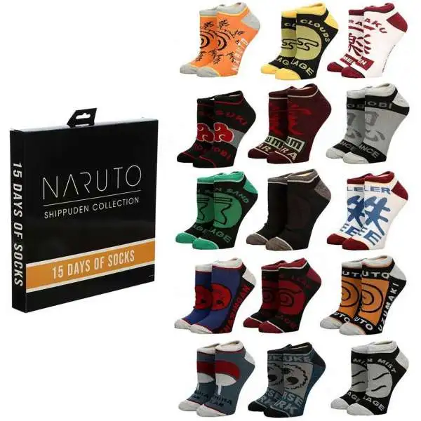 Naruto 15 Days of Socks 15-Pack [Sock Size: 9 - 11]