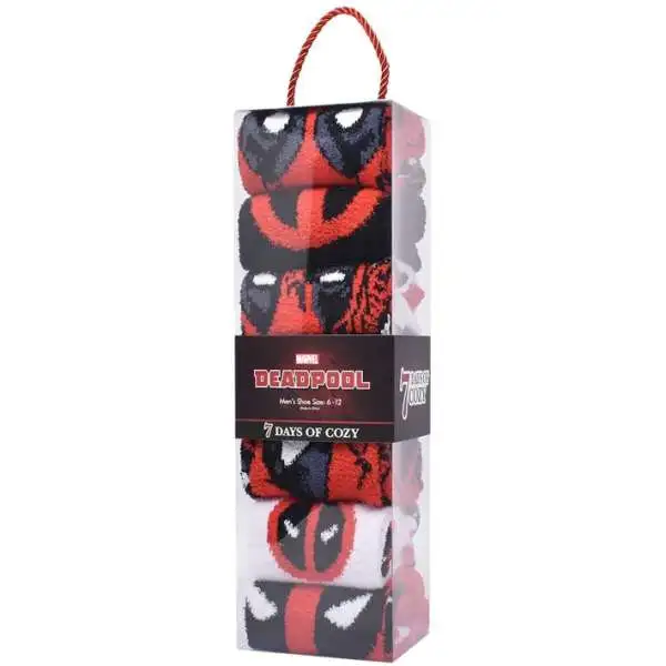 Marvel Mens Deadpool 7 Days of Cozy Crew Socks [Mens Shoe Size: 6 - 12]